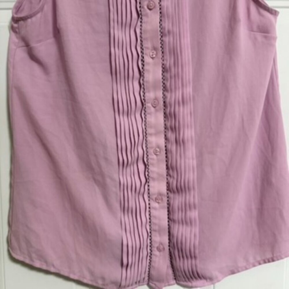 Banana Republic Sleeveless Blouse Top SZ Small Office Career Pleated - Picture 3 of 7